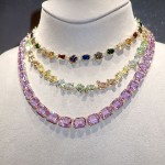 Swarovski collier Millenia Tennis Octagon cut, Purple, Gold-tone plated - 5705754
