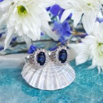 Diamantøredobber i gull 14 kt med 0,21 ct TW-SI og safir - coc3070784sf