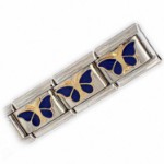 Stål charms i samme størrelse som de mest kjente armbåndene av samme type, Blå sommerfugl - 43010469