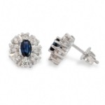 Diamantøredobber i gull med 0,24 ct W-SI og safir - 764341s