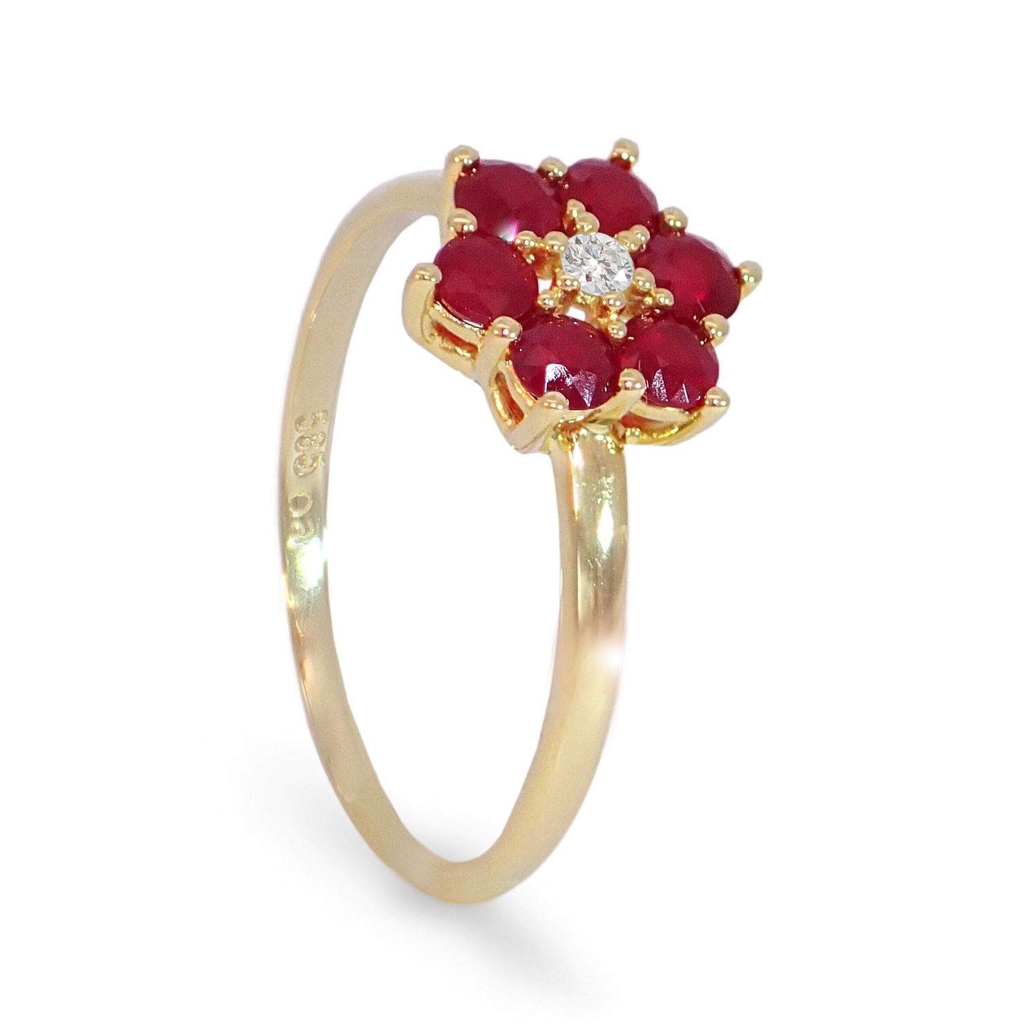 Diamantring med rubin og diamanter 0,03 ct W-Si - bur615219g