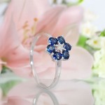 Diamantring med safir og diamanter 0,03 ct W-Si - bur615212s