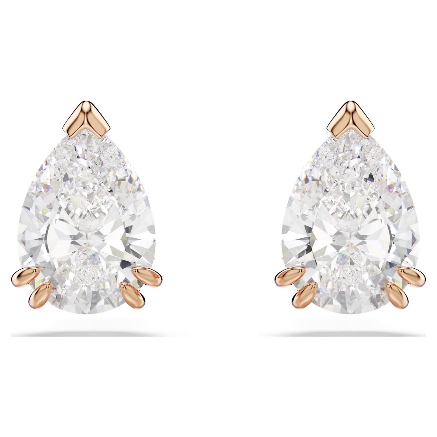 Swarovski øredobber Stilla stud earrings Pear cut, White, Rose gold-tone plated - 5734248