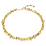 Swarovski collier Gema Tennis necklace Mixed cuts, Yellow, Gold-tone plated - 5718071