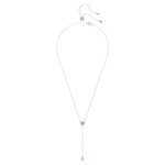 Swarovski smykke Stilla Attract Y necklace Round cut, Blue, Rhodium plated - 5734249