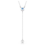 Swarovski smykke Stilla Attract Y necklace Round cut, Blue, Rhodium plated - 5734249