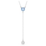Swarovski smykke Stilla Attract Y necklace Round cut, Blue, Rhodium plated - 5734249