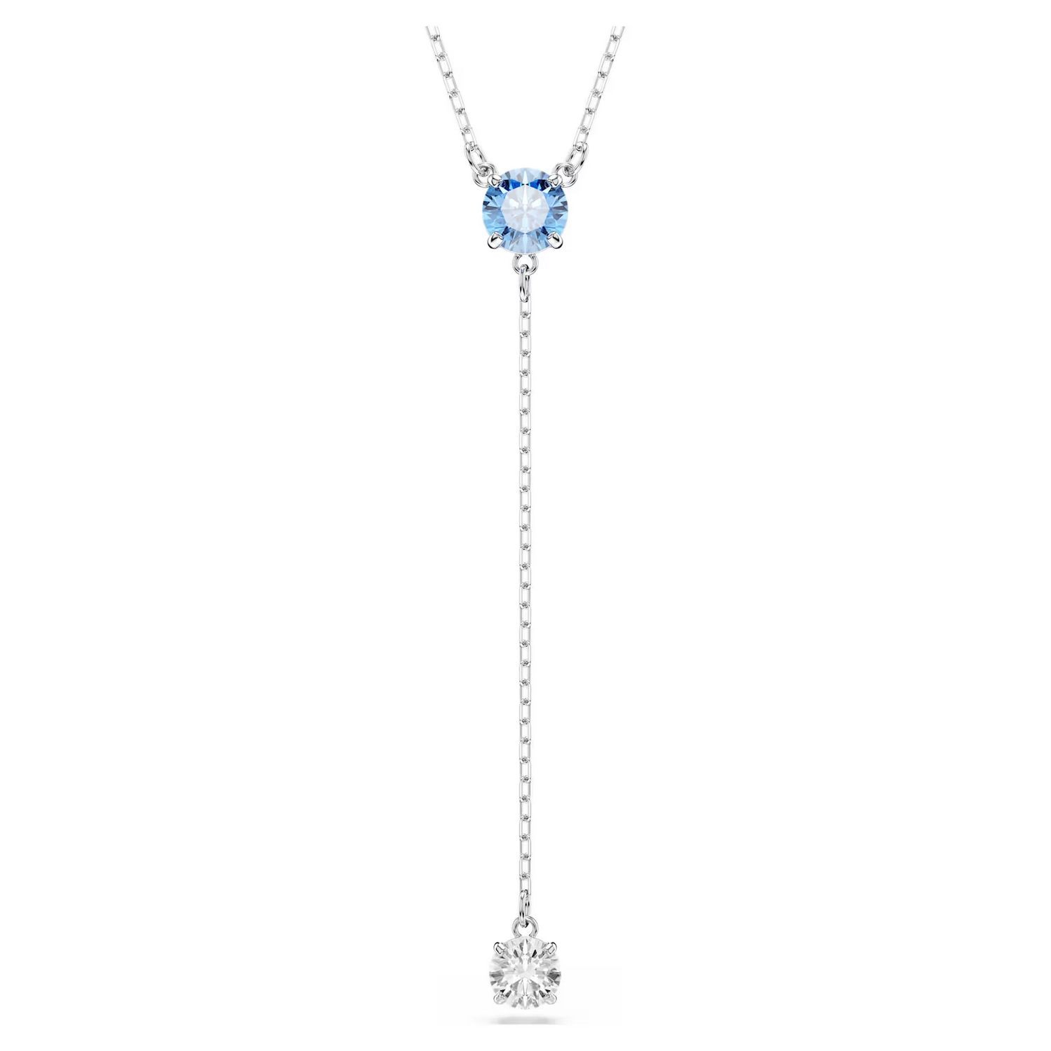 Swarovski smykke Stilla Attract Y necklace Round cut, Blue, Rhodium plated - 5734249