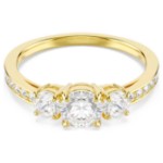 Swarovski Stilla Attract ring Round cut, White, Gold-tone plated - 5723294