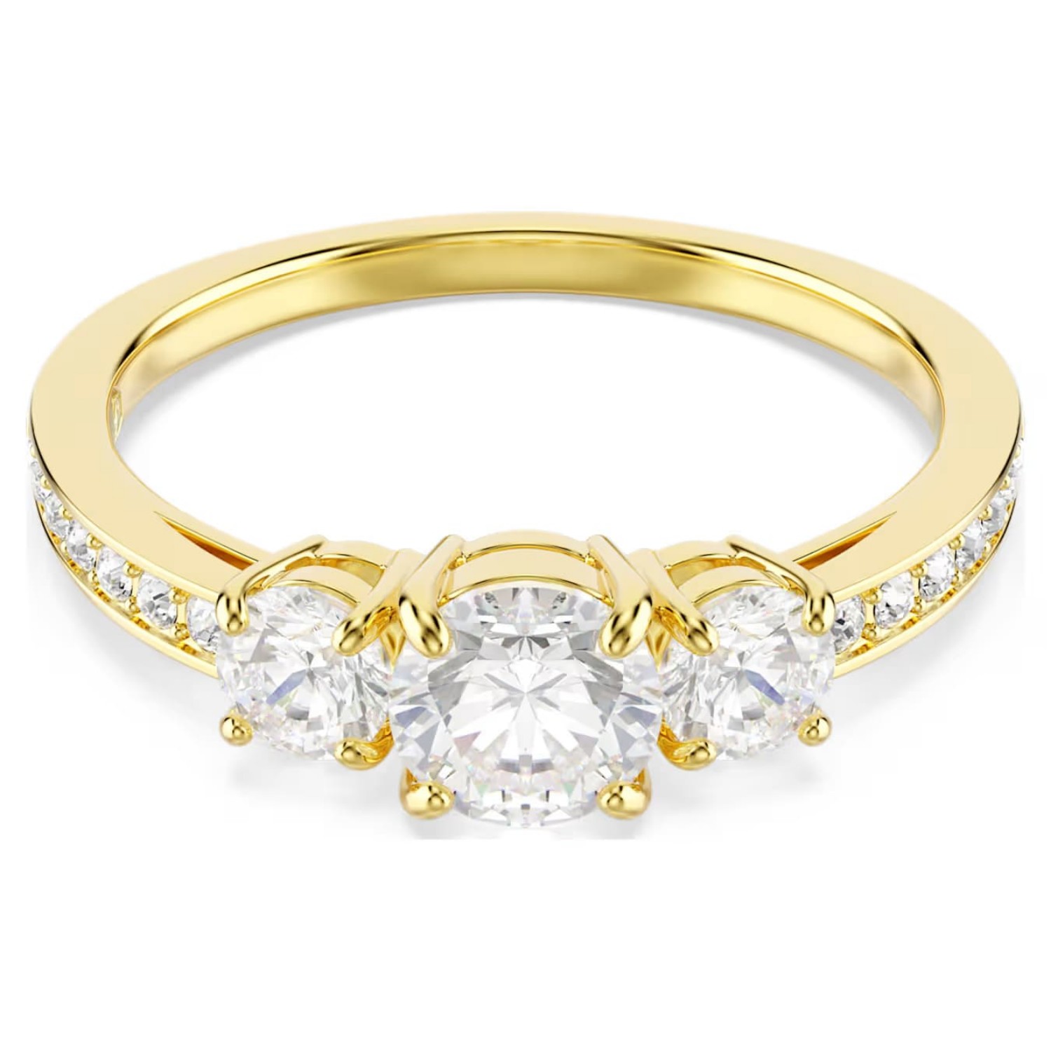 Swarovski Stilla Attract ring Round cut, White, Gold-tone plated - 5723294