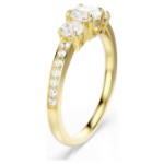 Swarovski Stilla Attract ring Round cut, White, Gold-tone plated - 5723294