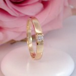 Alliansering i 14 karat gult gull med diamant - 85010050
