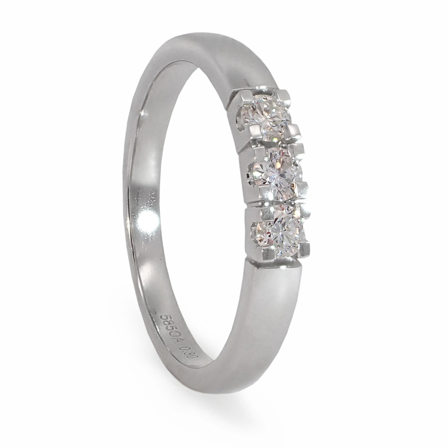 Iselin alliansering i hvitt gull med 3 diamanter - 8503010