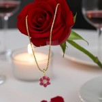 Diamantsmykke med 0,03 ct W-Si & rubiner-32057311