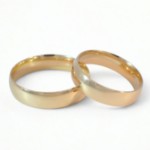 Giftering i gult gull 14kt, 5 mm, modell 167. RUBIN - 1250