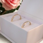 Giftering i gult gull 14kt, 3 mm, modell 167. RUBIN - 1230