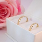 Giftering i gult gull 14kt, 3.5 mm, modell 167. RUBIN - 1235