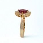 Diamantring i gult gull med rhodolitt og diamanter 0,36ct W-Si - Bur573001