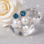 Gulløredobber med FV Perle og blå topas - 47399