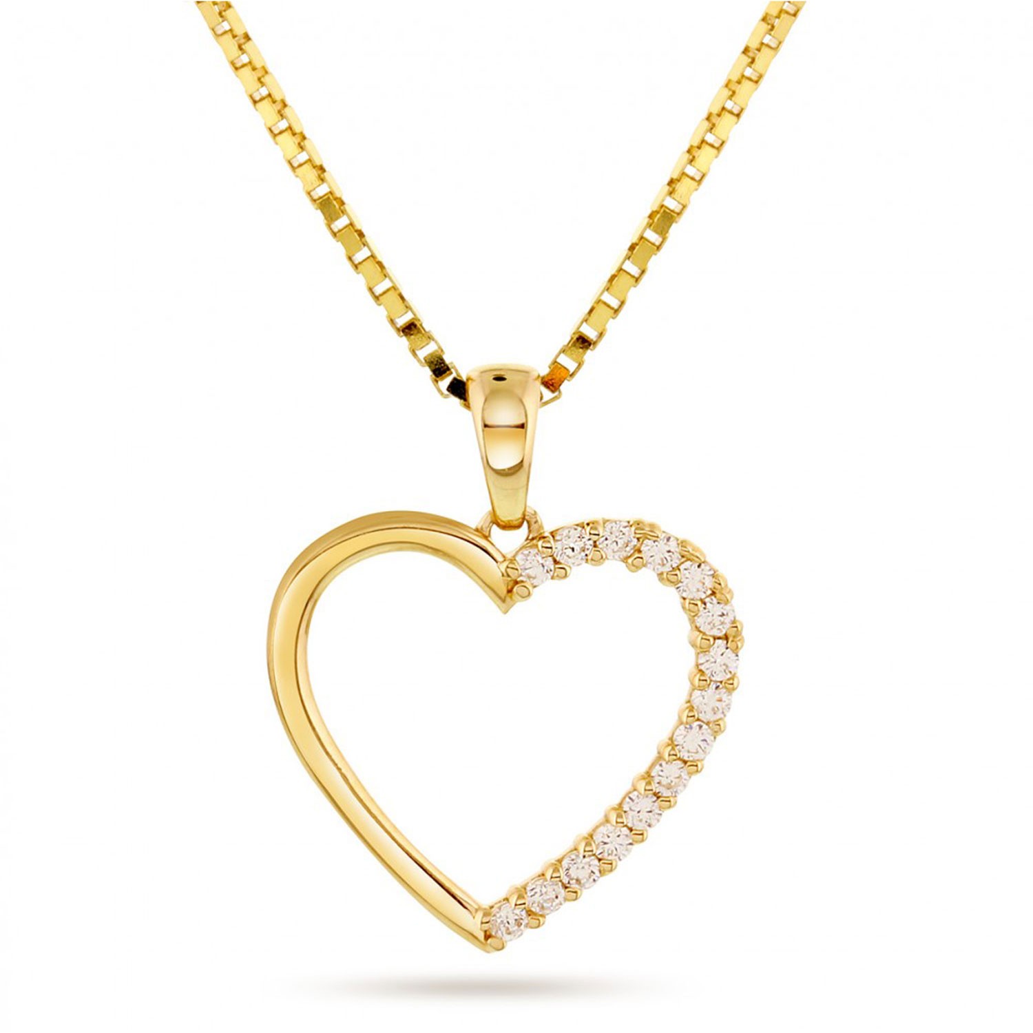 Smykke Hjerte i gult gull med zirkonia stener - 52444