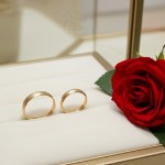 Giftering i gult gull 14kt, 3.5 mm, modell 167. RUBIN - 1235