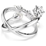 Swarovski Matrix cocktail ring Crystal pearl, Round cut, White, Rhodium plated - 5714378