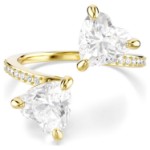 Swarovski Mesmera open ring Heart cut, Pavé, White, Gold-tone plated - 5733479