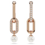 Swarovski øredobber Constella drop earrings Crystal pearl, Round cut, White, Rose gold-tone plated - 5728585