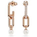 Swarovski øredobber Constella drop earrings Crystal pearl, Round cut, White, Rose gold-tone plated - 5728585
