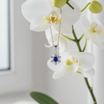 Diamantsmykke i gull med 0,06 ct W-Si & safir - BUR270158s