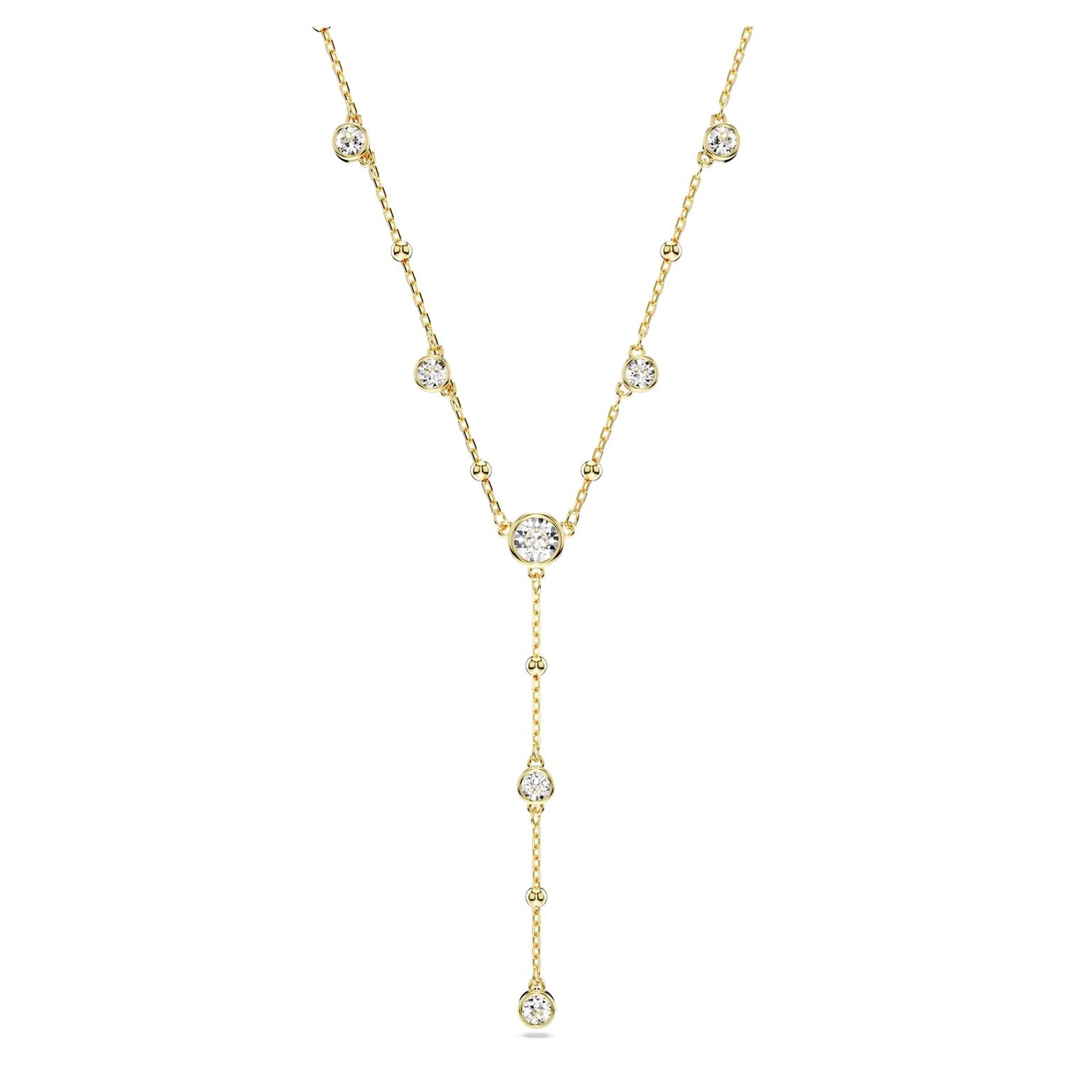 Swarovski collier Imber Y necklace Round cut, White, Gold-tone plated - 5684510
