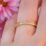 Diamantring i gult gull 14 kt med 15 diamanter - 2976228