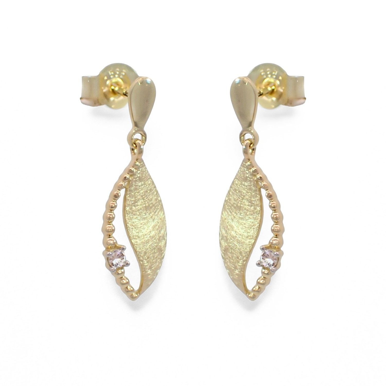 Øredobber i gult gull 14kt med zirkonia - bur2341881