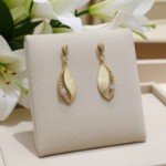 Øredobber i gult gull 14kt med zirkonia - bur2341881