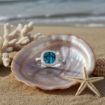 Diamantring i hvitt gull med topas og diam. 0,10ct W-SI - 57297