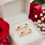 Gifteringer i gult gull 14 kt med diamanter - 282650