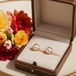 Øredobber i gult gull 14kt med ferskvannperler - Bur711184