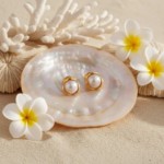 Øredobber i gult gull 14kt med ferskvannperler - Bur711184