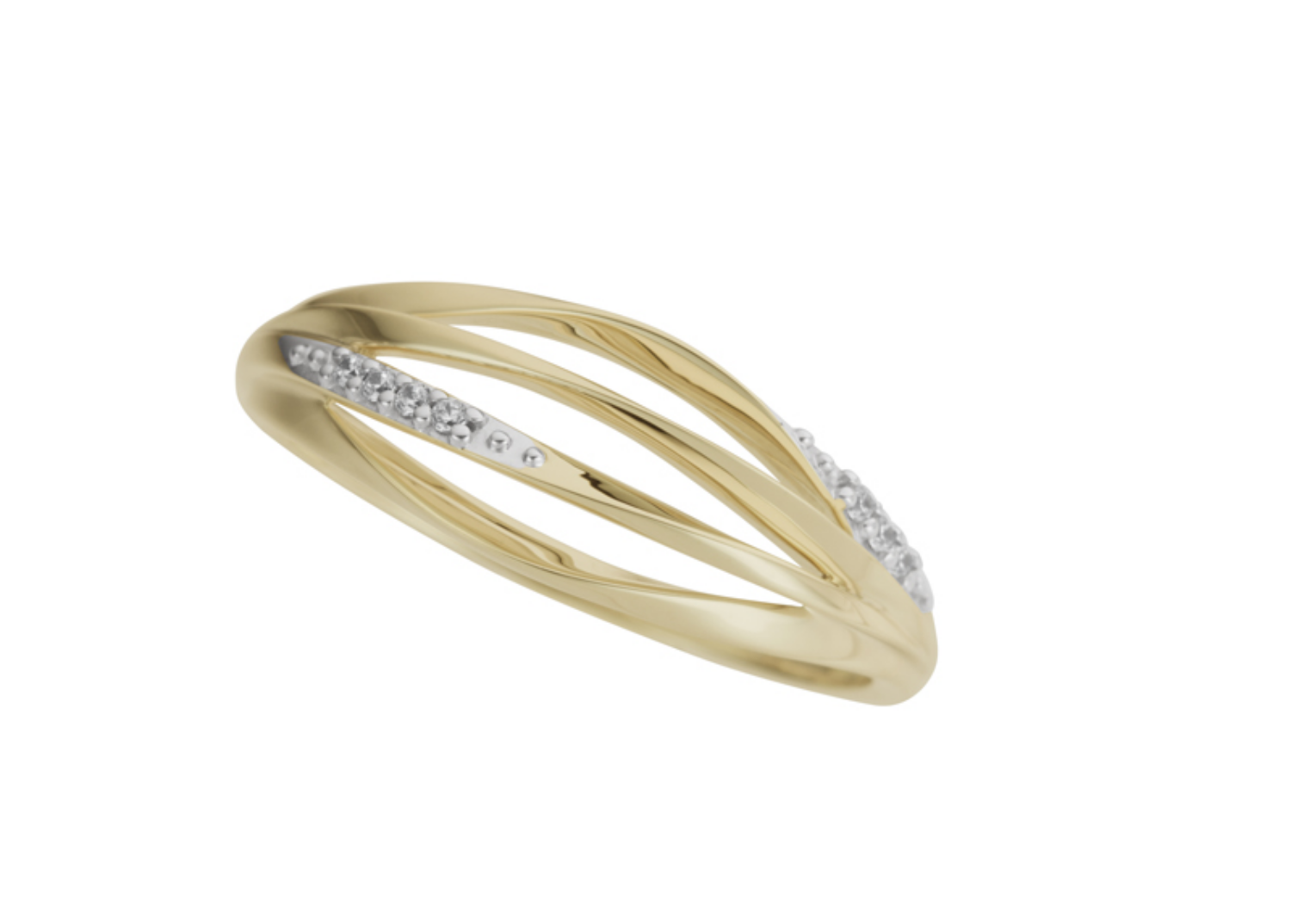 Diamantring i 14kt gult gull med 0,035 ct W-Si - 538356