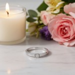 Iselin alliansering i hvitt gull med diamant - 8501003