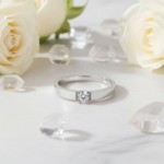 Iselin alliansering i hvitt gull med diamant - 8501010