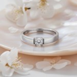 Iselin alliansering i hvitt gull med diamant - 8501007