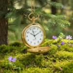 Bonett lommeur double quartz m/mønster inkl. kjede - 428DM