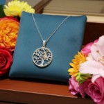 Smykke Livets tre med ugle i forgylt sølv - 3009142