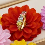 Diamantring i gult gull 0,04 ct W-Si med edelstener- Bur560797