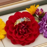 Diamantring i gult gull 0,04 ct W-Si med edelstener- Bur560797