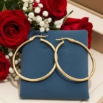 Øreringer i gull 14kt, 30 mm/2 mm. SVEDBOM - 06-69-1000