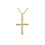 Kors i gull 14kt med 0,015ct W-P - Bur310614