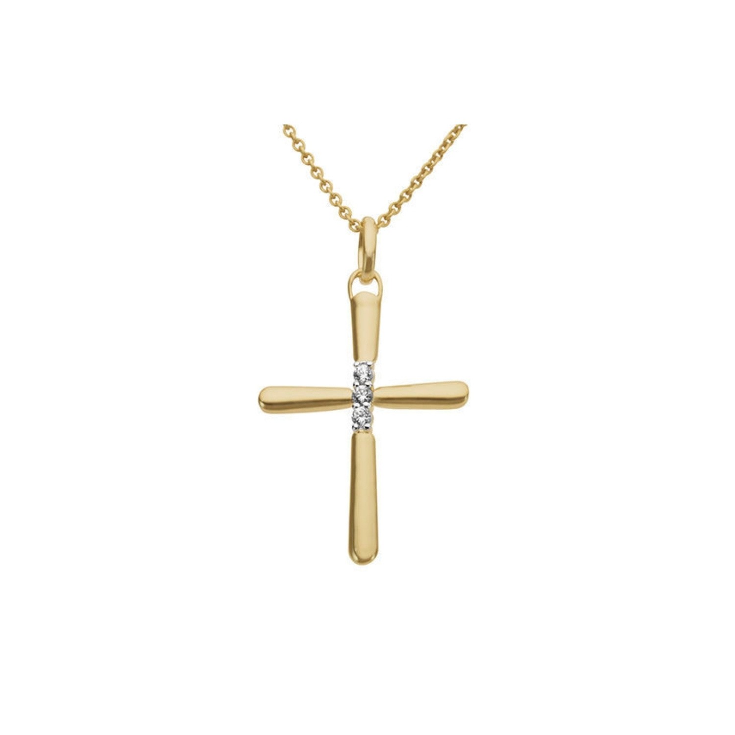 Kors i gull 14kt med 0,015ct W-P - Bur310614