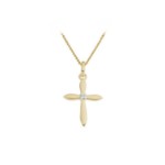 Kors i gull 14kt med 0,01ct W-P - Bur310714